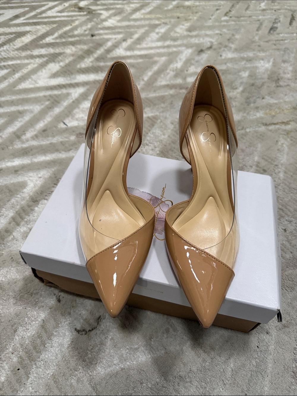 Jessica Simpson Nude Patent Pointed-Toe D'Orsay Pump - Picture 2 of 2